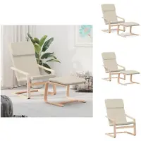 vidaXL Relaxsessel mit Hocker Creme Stoff - Sessel