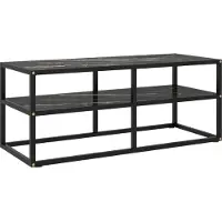 Syfax TV-Schrank Schwarz mit Schwarzer Marmor-Optik Glas 100x40x40 cm