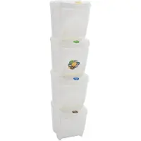 The Living Store Stapelbare Mülleimer 4 Stk. Weiß 100 L Polypropylen