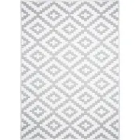 Tapiso Teppich IBIZA Outdoor Weiß Grau Picknick Garten 180 x 270 cm