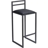 Ferro Barhocker Schwarz 95 cm mit Lehne – Metall Barstuhl mit Polstersitz – Industrial Loft Style - Schwarz Eko