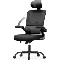 Bigzzia Ergonomischer Bürostuhl - Schreibtischstuhl mit Verstellbarer Kopfstütze - Armlehne Elastische Lendenwirbelstütze Höhenverstellbar - Drehstuhl mit Atmungsaktiver Netzbespannung Rückenlehne - Schwarz