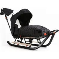 Sonstiges Schlitten Kinderschlitten mit Winterfußsack Metall Rückenlehne Holzsitz Metallschlitten; Schwarz