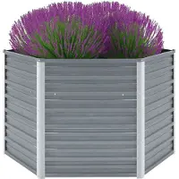 Syfax Garten-Hochbeet Verzinkter Stahl 129x129x77 cm Grau