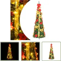 The Living Store Pop-Up-Weihnachtsbaum Künstlich 50 LEDs Grün 120 cm