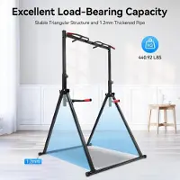StarTech.com Power Tower - Klimmzug- und Dip-Station - Klappbar - Höhenverstellbar 175–230 cm - Max. 200 kg - Dreiecksbasis - Multifunktionales Krafttraining - Schwarz