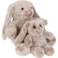 Ed Brubaker Hasen Kuscheltier mit Schlappohren - 18 cm und 28 cm Plüschhase Geschenk für Kinder und Babys - Mama und Baby Hase Stofftier Kuschelhase - Plüschtier Set Grau Braun