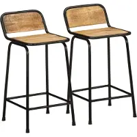 Syfax Barhocker 2 Stk. 46x35,5x80 cm Raues Mango Massivholz