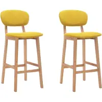 vidaXL 2 x Barhocker Tresenhocker Bistro Hocker Tresenhocker Küchenhocker Barhocker Tresenstuhl Senfgelber Stoff