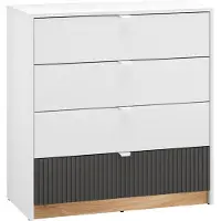 Furnlux Classic FURNLUX Kommode Torino Graphit Und Weiss Und Eiche 82cm / Hauptfarbe: Weiß / Abmessungen: 82 x 86 x 40 cm