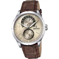 Festina Leder Herren Uhr F16573/9 Quarz Armbanduhr braun Retro D2UF16573/9