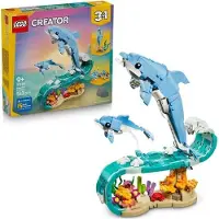 LEGO Creator 3-in-1 Meerestiere, Schöne Delfine, Bauset für Kinder ab 9 Jahren, Set 31385