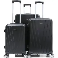 Cheffinger Reisekoffer Koffer 3 tlg Hartschale Trolley Set Kofferset Handgepäck Gepäck Reisetasche ABS-06 Schwarz