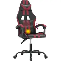 Syfax Gaming-Stuhl Drehbar Schwarz und Weinrot Kunstleder