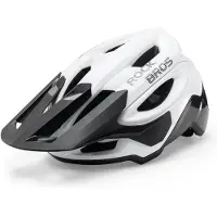 RockBros Fahrradhelm Atmungsaktiv MTB Helm mit Verstellbarem Schirm mit Magnetverschluss Ultraleichter für Downhill Glanz Weiß
