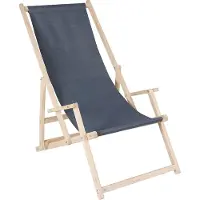 Mucola Strandstuhl mit Armlehnen Strandliege Holz Liegestuhl klappbar Gartenliege Sonnenliege Faltliege - Anthrazit