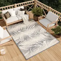 Tapiso Teppich Outdoor Indoor Wohnzimmer Schlafzimmer Modern Design Terrasse Balkon Creme Grau 120 x 170 cm