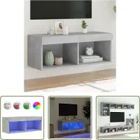 The Living Store TV-Schrank mit LED-Leuchten Betongrau 80x30x30 cm