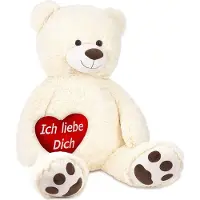Ed Brubaker XXL Teddybär 100 cm Weiß mit einem Ich Liebe Dich Herz Stofftier Plüschtier Kuscheltier