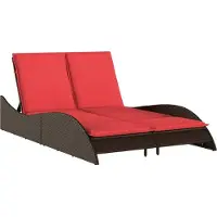 Syfax Sonnenliege mit Kissen Braun 114x205x73 cm Poly Rattan
