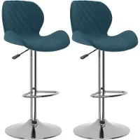 Syfax Barhocker 2 Stk. Blau Samt