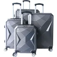 Cheffinger 4 tlg Reisekoffer Koffer Hartschale Trolley Set Kofferset Handgepäck Gepäck Reisetasche Grau