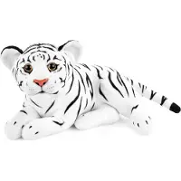 Ed Brubaker Tiger Kuscheltier - 30 cm Stofftier - Baby Plüschtier Raubkatze Liegend - Kinder Plüsch Spielzeug, Weiß