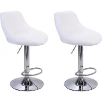 Alightup Barhocker 2er Set mit Lehne höhenverstellbar und drehbar Kunstleder bis 150kg belastbar Höhe 83-110cm Barstuhl Weiß