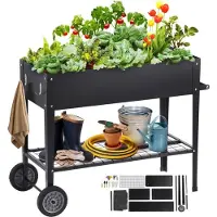 StarTech.com Hochbeet mit Rädern - Pflanzkübel Blumenkasten - Garten Pflanzkasten - Terrassen Gemüserüben Gartenrüben - Pflanzrüben Schwarz - 108x49,5x80cm verzinktem
