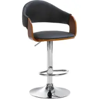 CLP Barhocker Nilse I Kunstleder-Bezug I Höhenverstellbar, Farbe: walnuss/schwarz, Gestellfarbe: chrom