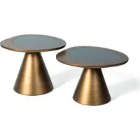 AEA Couchtisch 2x Rund Gold Tisch Beistelltisch Luxus Möbel Tische Wohnzimmer