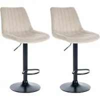 CLP 2er Set Barhocker Toni Samt schwarz - creme