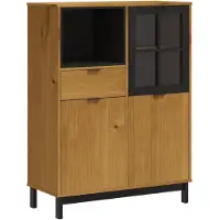 Syfax Highboard mit Glastür FLAM 92x40x122,5 cm Massivholz Kiefer