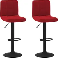 Syfax 2 Barhocker Samt Weinrot, höhenverstellbar, drehbar, mit Fußstütze, Höhe (90-111) cm