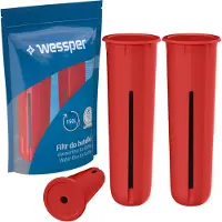 OEM Wessper 2x Wasserflaschenfilter Ersatz für Dafi Sportflasche, Aktivkohle, Rot