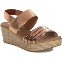 MACIEJKA Beigefarbene Sandalen aus samtigem Leder mit Metallic-Optik und Riemenverschluss, 6 cm Plateauhöhe, Modell L468425000
