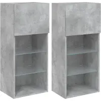 Syfax TV-Schränke mit LED-Leuchten 2 Stk. Betongrau 40,5x30x90 cm