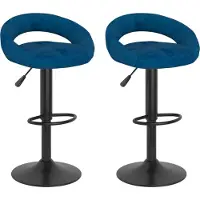 Syfax Barhocker 2 Stk. Blau Samt