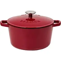 Gerlach Gusseisen Topf mit Deckel. NATUR 21 cm 3 l bordeauxfarben