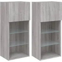 Syfax TV-Schränke mit LED-Leuchten 2 Stk. Grau Sonoma 40,5x30x90 cm