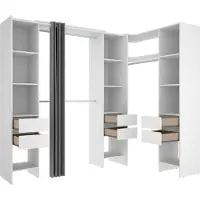 Dmora Großer Kleiderschrank Biaena, Schlafzimmermöbel, Schrank, Garderobe, 234x141 h205 cm, Weiß