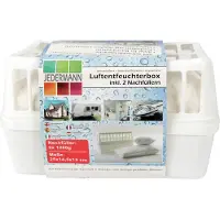 Bestlivings Luftentfeuchter Box – inkl. Nachfüll Granulat 2x1200 g, bis 50 m², 2500 ml Aufnahme, gegen Feuchtigkeit, Schimmel und Gerüche, wiederverwendbar, ohne