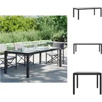 vidaXL Gartentisch Schwarz 190x90x75 cm Gehärtetes Glas Poly Rattan - Gartentische