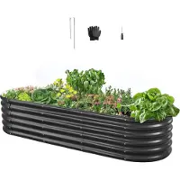 StarTech.com Hochbeet aus Metall - Pflanzbeet & Gemüsebeet - 200x60x42 cm - Oval - Offener Boden - Abgerundete Kanten - Witterungsbeständig - Für Kräuter, Blumen & Sukkulenten