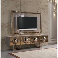 Xl Moebel Gmbh TV Ständer RTV Lowboard Wohnwand Sideboard Gold Holz Rahmen Modern