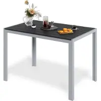 StarTech.com Gartentisch - Outdoor Esstisch - Aluminiumgestell - Lamellenplatte 9,5×7 cm - 110×70×73 cm - Für 6 Personen - Grau