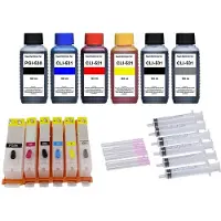 Inkpro 6 wiederbefüllbare Tintenpatronen PGI-530 & CLI-531 + 6 x 100 ml Nachfülltinte für Canon Pixma TS8500, TS8550, TS8551, TS8552, TS8700, TS8750, TS8751
