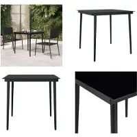 vidaXL Garten Esstisch Schwarz 80x80x74 cm Stahl und Glas - Garten-Esstisch - Garten-Esstische - Outdoor Esstisch - Terrassentisch