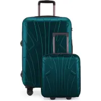 Suitline - Kofferset für EasyJet, 2-teilig Unter-Sitz Trolley 45x36x20 cm + erweiterbarer Reisekoffer 66 cm für 15-20 kg Gepäck, kleiner + großer Koffer,Aquagrün