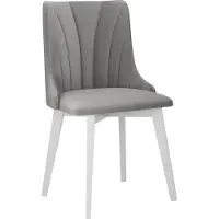 Mirjan 24 Stuhl Monti V Pik Muschel, Polsterstuhl aus Buchenholz, Stilvoll Wohnzimmer (Holzfarbe: Weiß, Stofffarbe: Riviera 91)